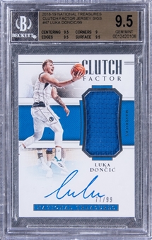 2018-19 National Treasures Clutch Factor Jersey Signatures #47 Luka Doncic Signed Patch Rookie Card (#77/99) - Jersey Number! BGS GEM MINT 9.5/BGS 9